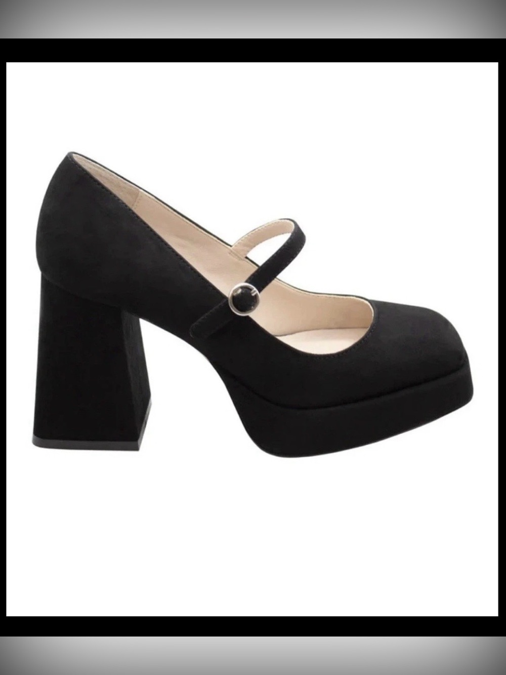Charles David SZ 8.5 Black Mary Jane Platform Heel Y2K Retro Preppy Gothic-Chic